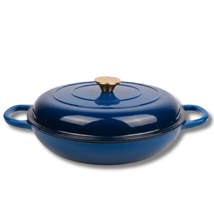 Garnek żeliwny emaliowany niski 3 l indukcja niebieski