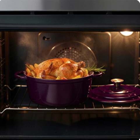 Garnek żeliwny emaliowany z pokrywką 3 l indukcja fiolet