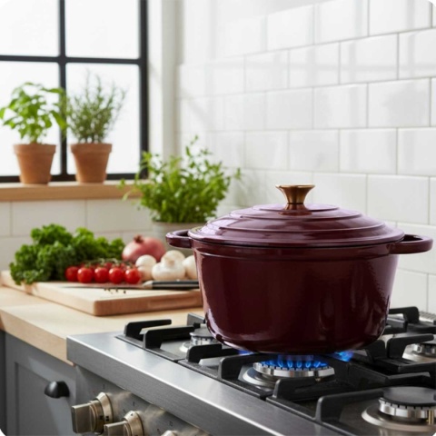 Garnek żeliwny emaliowany z pokrywką 3 l indukcja fiolet