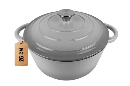 Garnek szary żeliwny emaliowany 5 l z pokrywką piekarnik