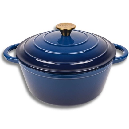 Garnek z pokrywką emaliowany żeliwny 4 l indukcja niebieski