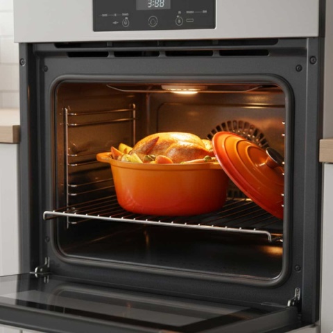 Garnek z pokrywką emaliowany żeliwny 4 l indukcja pomarańcz