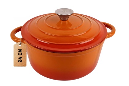 Garnek z pokrywką emaliowany żeliwny 4 l indukcja pomarańcz