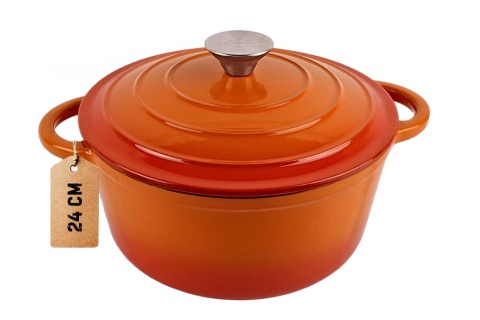 Garnek z pokrywką emaliowany żeliwny 4 l indukcja pomarańcz