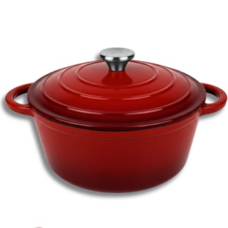 Garnek z pokrywką emaliowany żeliwny 4 l indukcja czerwony