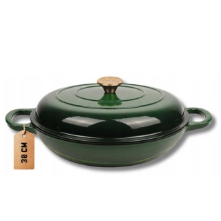 Garnek niski żeliwny emaliowany 3 l indukcja zielony