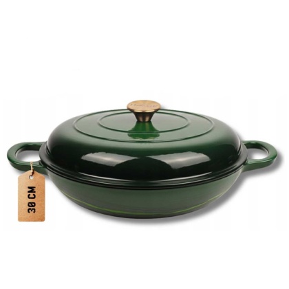 Garnek niski żeliwny emaliowany 3 l indukcja zielony