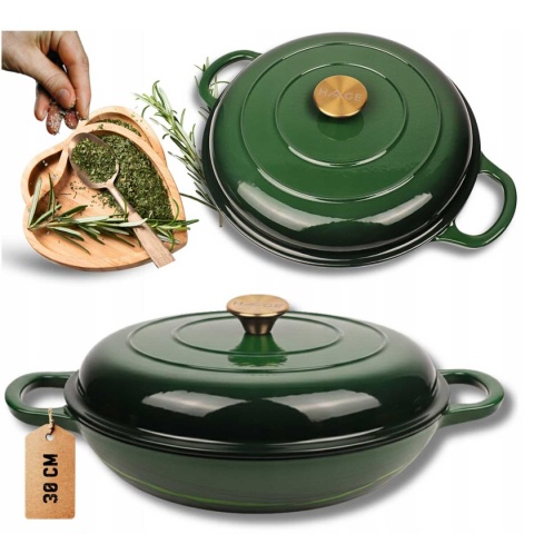 Garnek niski żeliwny emaliowany 3 l indukcja zielony