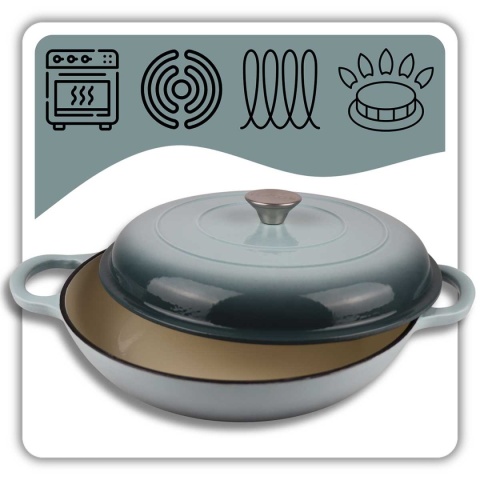 Garnek żeliwny emaliowany niski 3 l piekarnik miętowy gaz