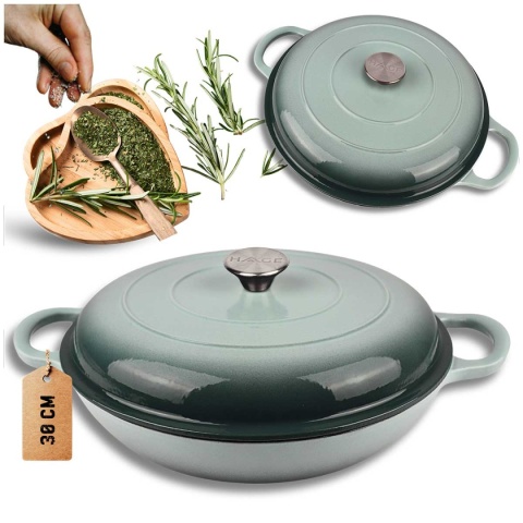 Garnek żeliwny emaliowany niski 3 l piekarnik miętowy gaz