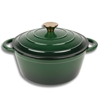 Garnek zielony żeliwny emaliowany 5 l z pokrywką piekarnik