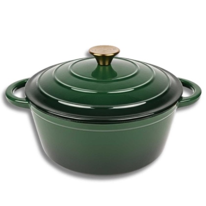 Garnek zielony żeliwny emaliowany 5 l z pokrywką piekarnik