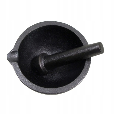 Moździerz żeliwny do ziół przypraw ręczny czarny tłuczek