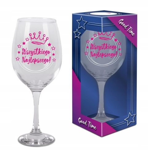 Kieliszek na urodziny do wina wszystkiego najlepszego 580ml