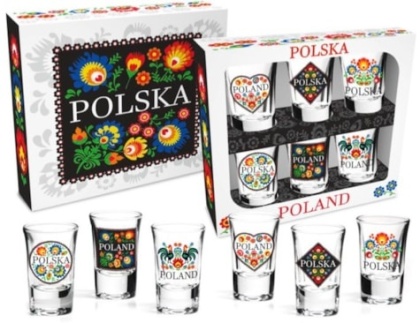 Kieliszki do wódki Shot prezent komplet 6 szt 35ml folk