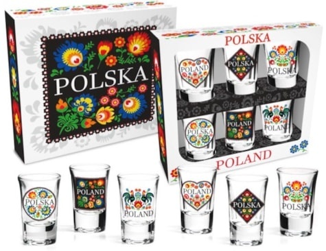 Kieliszki do wódki Shot prezent komplet 6 szt 35ml folk