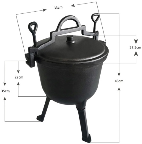 Kociołek żeliwny czarny 8 l na ognisko garnek myśliwski