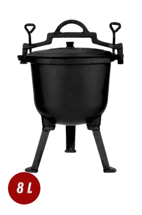 Kociołek żeliwny czarny 8 l na ognisko garnek myśliwski