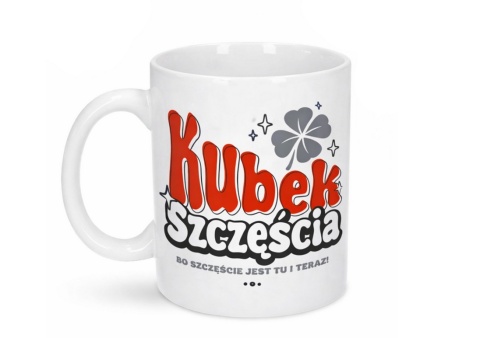 Kubek szczęścia ceramika na prezent w pudełku biały do kawy