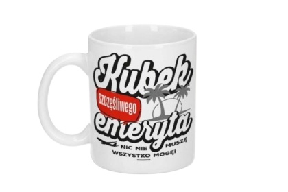 Kubek emeryta ceramika w pudełku biały do kawy herbaty