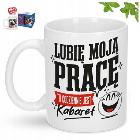 Kubek ceramika na prezent w pudełku do kawy lubię moją pracę