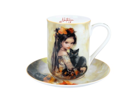 Kubek Carmani ze spodkiem porcelana do kawy Bonilla kot