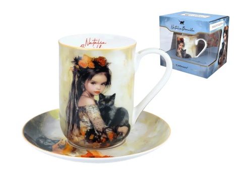 Kubek Carmani ze spodkiem porcelana do kawy Bonilla kot