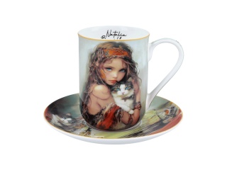 Kubek spodek Carmani porcelana do kawy Bonilla kot Clara