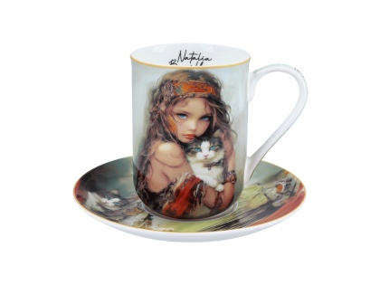 Kubek spodek Carmani porcelana do kawy Bonilla kot Clara