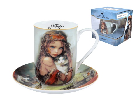 Kubek spodek Carmani porcelana do kawy Bonilla kot Clara