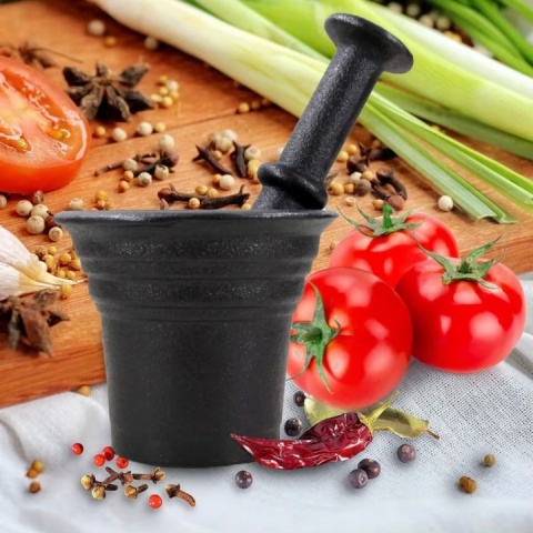 Moździerz żeliwny dzwon do ziół przypraw ręczny tłuczek