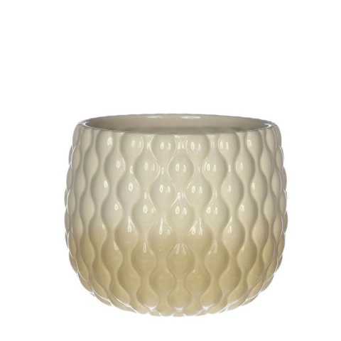 Osłonka ceramiczna doniczka Bubbles na kwiaty kremowa beż