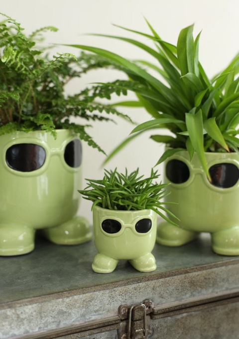 Osłonka doniczka ceramiczna na kwiaty Sunshine zielona