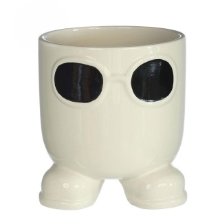 Osłonka ceramiczna doniczka na kwiaty Sunshine krem okulary