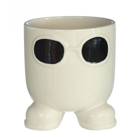 Osłonka ceramiczna doniczka na kwiaty Sunshine krem okulary