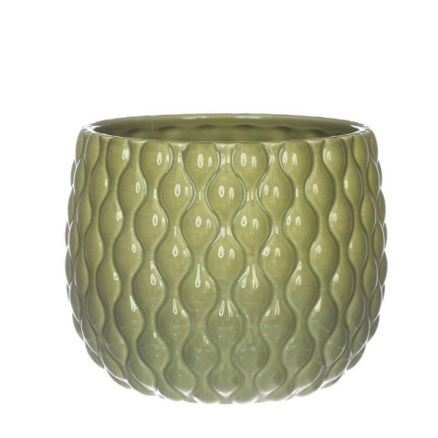 Osłonka doniczka zielona ceramiczna Bubbles na prezent