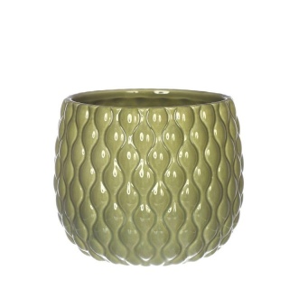 Osłonka zielona ceramiczna doniczka Bubbles na kwiaty