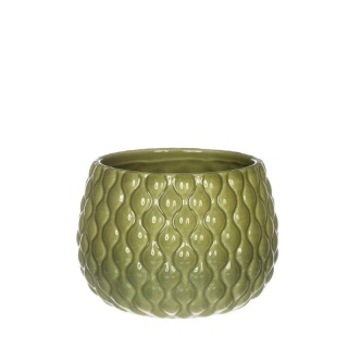 Osłonka zielona na kwiaty ceramiczna doniczka Bubbles
