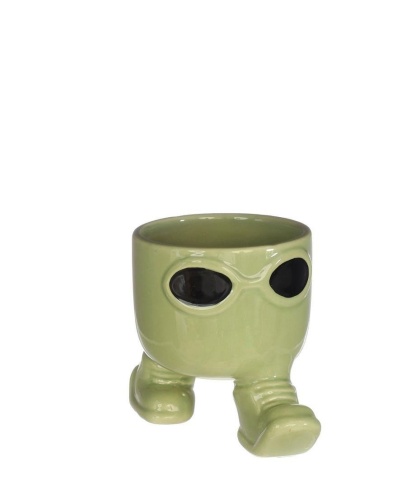 Osłonka zielona na kwiaty mała ceramiczna doniczka Sunshine