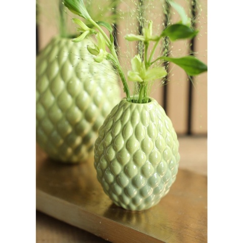 Wazon na kwiaty ceramiczny Bubbles prezent kremowy zielony