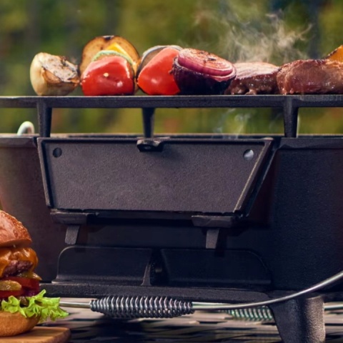 Grill węglowy z rusztem żeliwnym turystyczny ogrodowy hibachi 43x23cm