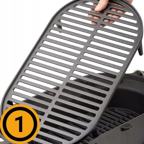 Grill węglowy z rusztem żeliwnym turystyczny ogrodowy hibachi 43x23cm