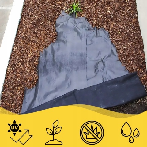 Agrowłóknina 135g czarna UV 1,1x50m mata antychwastowa + kotwy agrotkanina