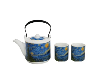 Dzbanek 2 kubki czarki komplet do herbaty van Gogh Starry night gwiazdy