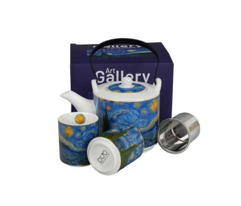Dzbanek 2 kubki czarki komplet do herbaty van Gogh Starry night gwiazdy