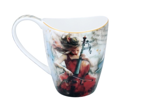 Kubek do herbaty Carmani Lozano porcelana music wiolonczela