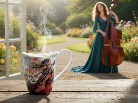 Kubek do herbaty Carmani Lozano porcelana music wiolonczela