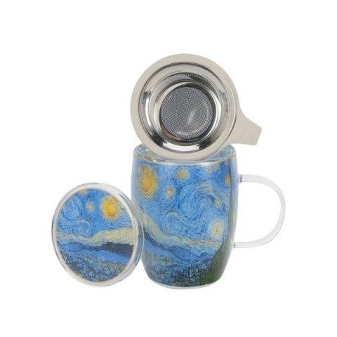 Kubek szklany z podwójną ścianką zaparzacz Gogh Gwiaździsta noc Starry night