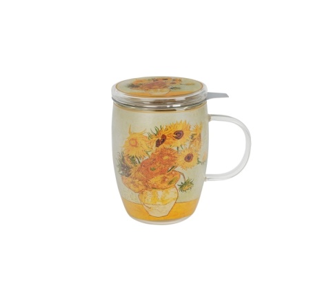 Kubek szklany z podwójną ścianką zaparzacz Gogh Słoneczniki Sunflowers