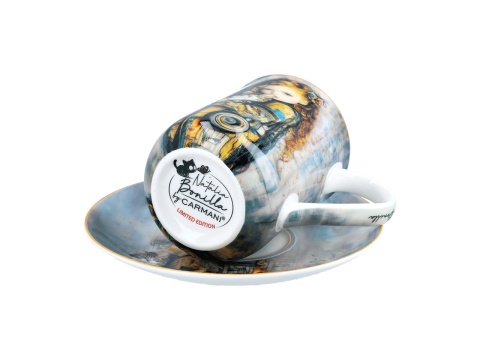 Kubek do kawy ze spodkiem porcelana Carmani Bonilla kot